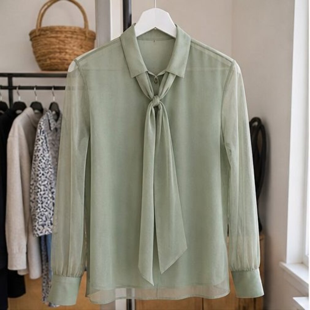 Sage Pleated Blouse